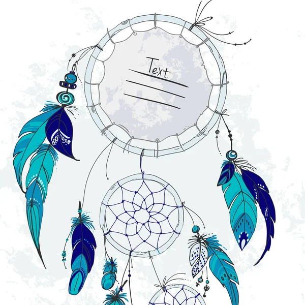 Dreamcatcher, Ensemble d'ornements, plumes et perles. Attrape-rêves amérindiens, symbole traditionnel. Plumes et perles sur fond blanc. Éléments décoratifs vectoriels hippie. — Image vectorielle