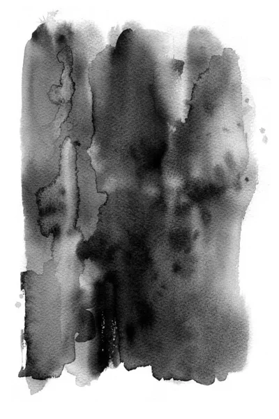 Black Watercolor Stains White Background Abstract Painting Naive Art Splashes — Stock Photo, Image