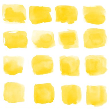 Beyaz arka planda suluboya lekeleri, soyut lekeler izole edilmiş. Parlak renkler, boşanmalar. Doku