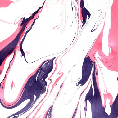 Mermer. Kağıt üzerindeki bir resmin soyut çizimi. Boşanmalar ve lekeler. Pembe, mavi. Gül kuvars, dinginlik dokuları