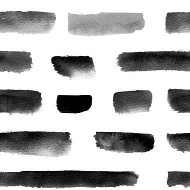 Kağıtlardaki basit ışık lekeleri. Siyah suluboya lekeleri. Mürekkepli soyut resim.