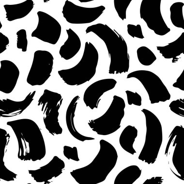 Beyaz arka planda siyah mürekkeple çizilmiş desen. Soyut fırça darbeleri. Basit minimalist tasarım dokusu