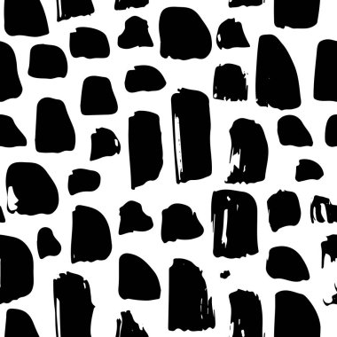 Beyaz arka planda siyah mürekkeple çizilmiş desen. Soyut fırça darbeleri. Basit minimalist tasarım