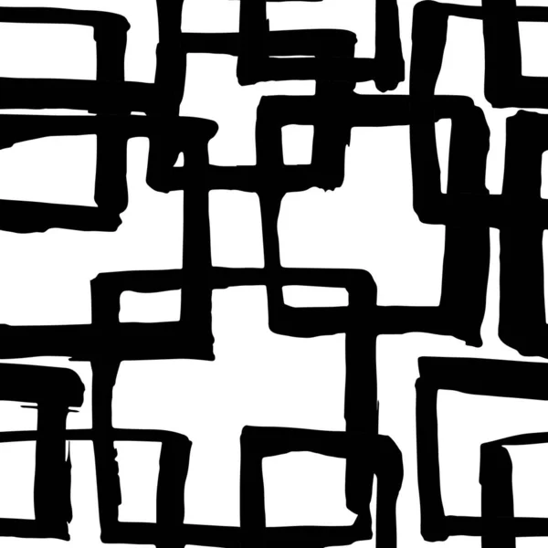 Patrón Dibujado Tinta Negra Sobre Fondo Blanco Pinceladas Abstractas Textura — Vector de stock