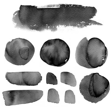 Dokular için suluboya arka plan. Soyut suluboya arka plan. Sprey boya, kağıtta mürekkep lekeleri. Siyah, tek renkli doku.