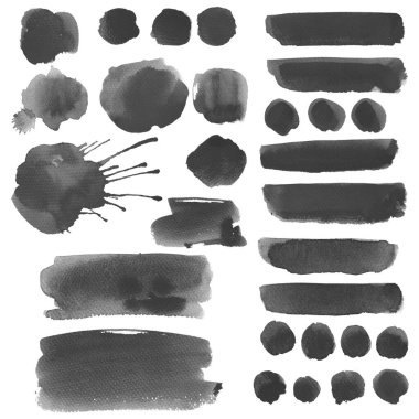 Dokular için suluboya arka plan. Soyut suluboya arka plan. Sprey boya, kağıtta mürekkep lekeleri. Siyah, tek renkli doku.