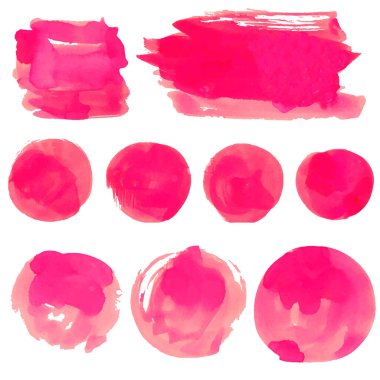 Beyaz arka planda izole edilmiş suluboya damlaları. Vektör çizim dokusu