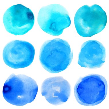 Beyaz arka planda izole edilmiş suluboya damlaları. Vektör çizim dokusu