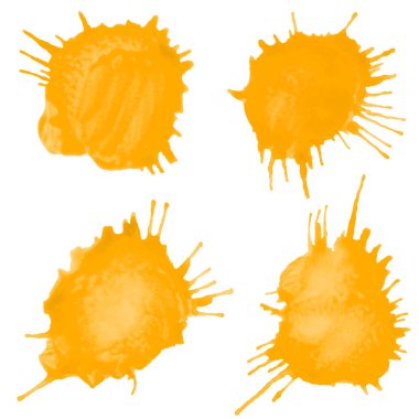 Beyaz arka planda izole edilmiş suluboya damlaları. Vektör çizim dokusu