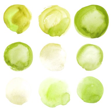 Beyaz arka planda izole edilmiş suluboya damlaları. Vektör illüstrasyonu