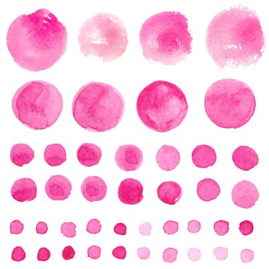 Beyaz arka planda izole edilmiş suluboya damlaları. Vektör illüstrasyonu