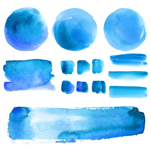 Set Van Aquarelblobs Geïsoleerd Witte Achtergrond Vector Illustratie Textuur — Stockvector