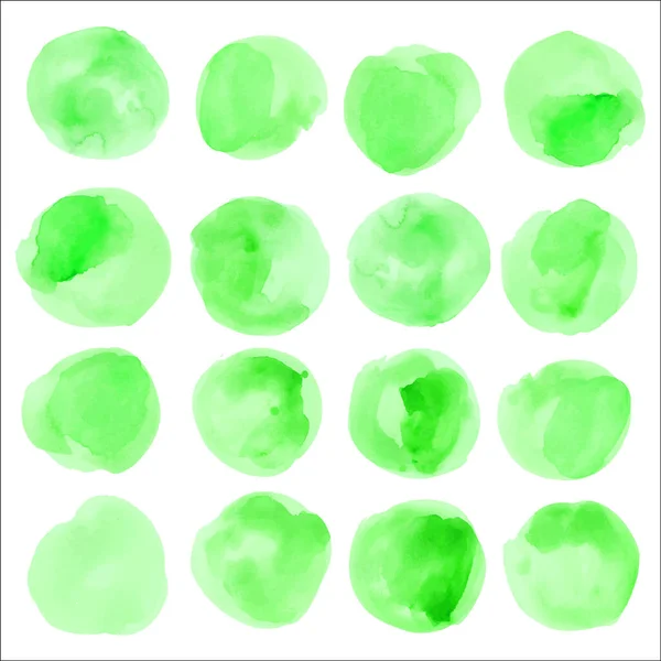 Σύνολο από κηλίδες νερομπογιάς, απομονωμένο σε λευκό φόντο. Εικονογράφηση διανύσματος — Διανυσματικό Αρχείο