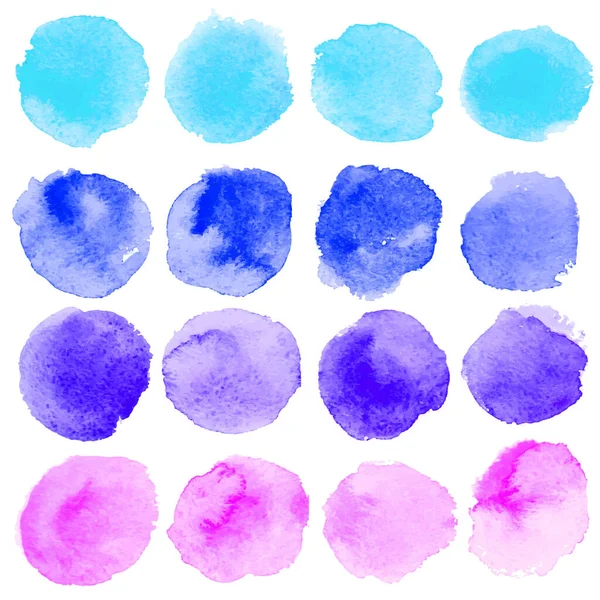 Set of watercolor blobs, isolated on white background. Vector illustration — Stock Vector