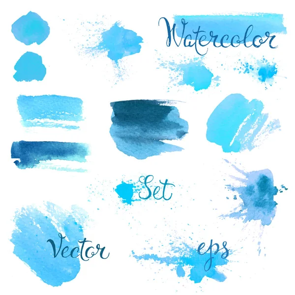 Conjunto de manchas aquarelas, isoladas sobre fundo branco. Ilustração vetorial — Vetor de Stock