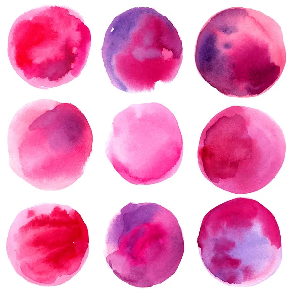 Set van aquarelblobs, geïsoleerd op witte achtergrond. Vectorillustratie — Stockvector