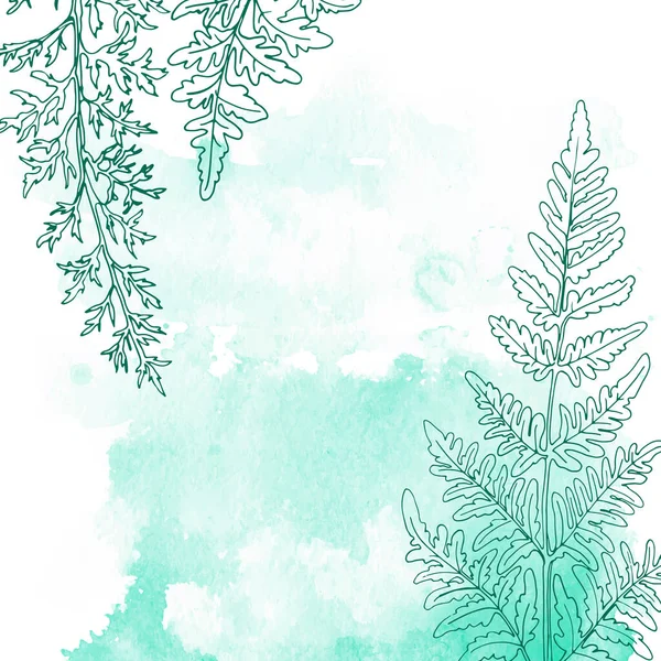 Flowers Herbs Line Watercolor Background Color — Stockový vektor