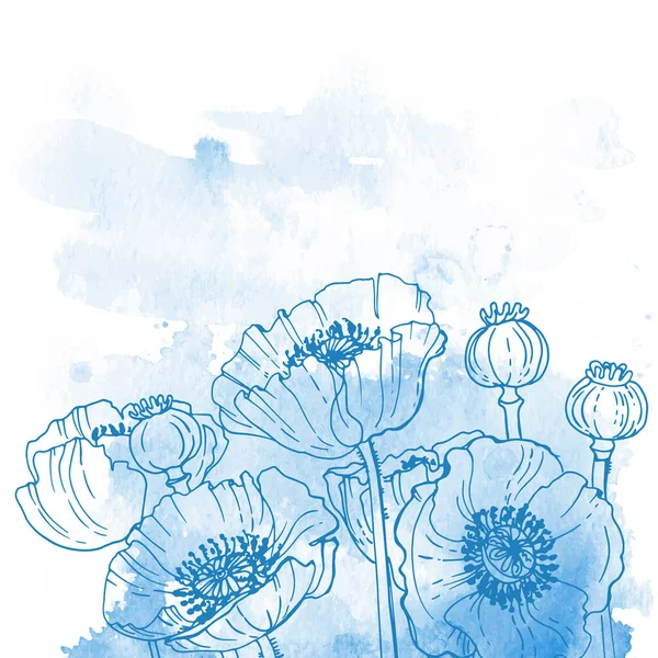Flowers Herbs Line Watercolor Background Color — Image vectorielle