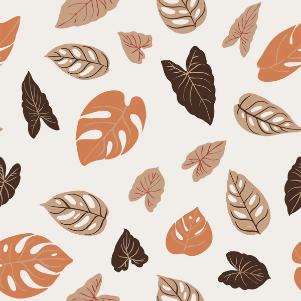 Kalıp tropikleri vektörü modern bırakır. Renkli bej yeşili, moda süsleme terası