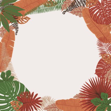 Tropiks bej renkli vektörü modern bırakıyor. Renk yeşili, moda süsü terası