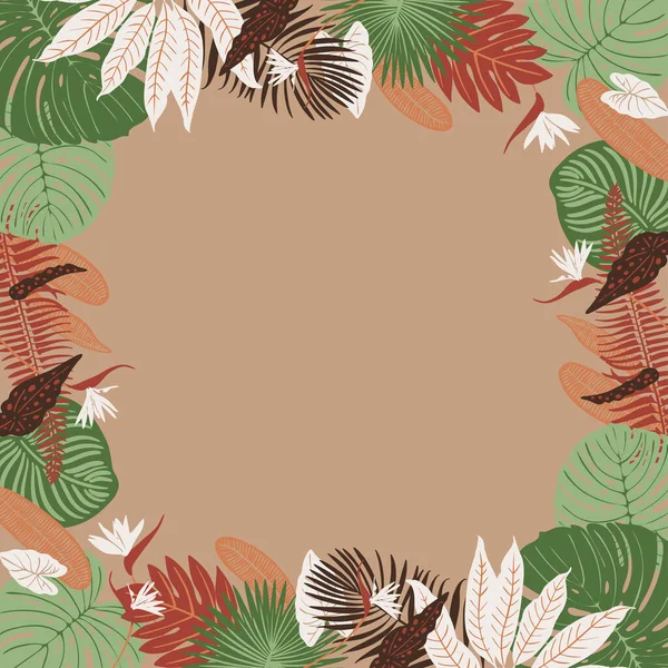 Tropics Deja Vector Beige Moderno Color Verde Adorno Tendencia Terra — Archivo Imágenes Vectoriales