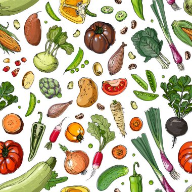 Kusursuz şablon vektör sebze yiyeceği.