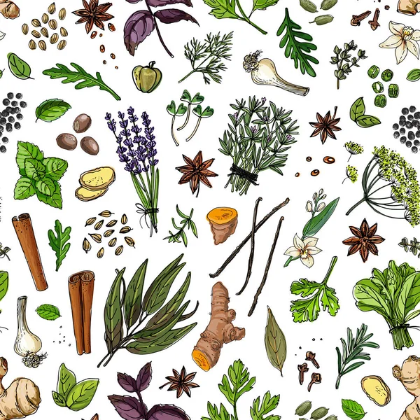 Seampless pattern vector vegetable fruit food. — Stockvektor