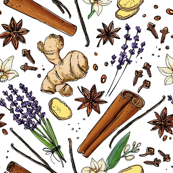 Patrón vectorial Nueces. Dibujo coloreado de la comida. Cacahuetes, nueces, anacardos, almendras, avellanas — Archivo Imágenes Vectoriales