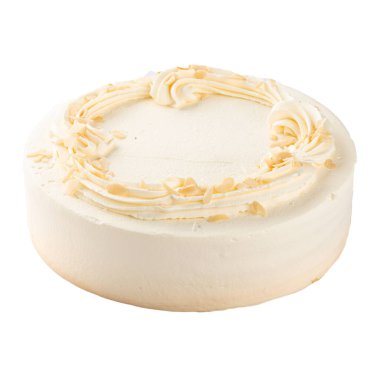 Beyaz üzerine tereyağlı kremalı sünger keki.