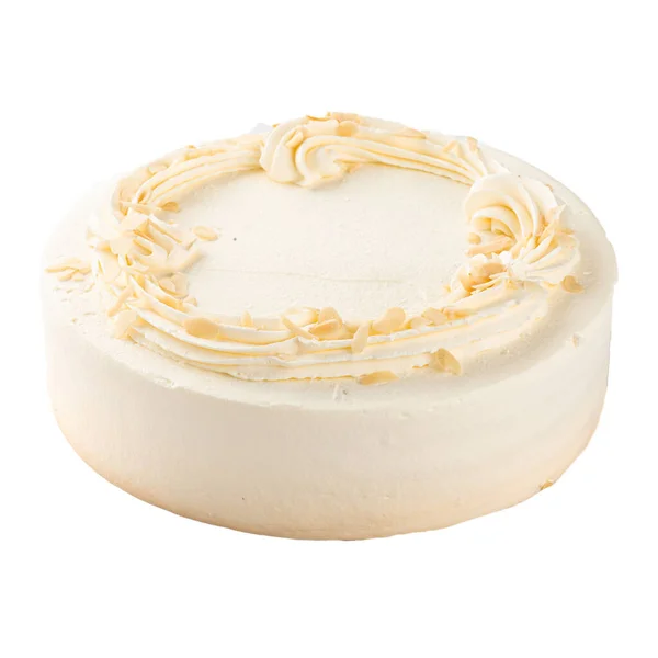 Pastel de esponja con crema de mantequilla aislada en blanco — Foto de Stock