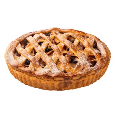 İzole edilmiş fırında pişmiş elmalı turta.