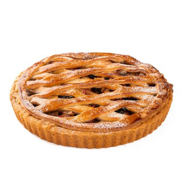 İzole edilmiş fırında pişmiş elmalı turta.