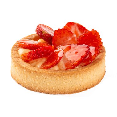 İzole edilmiş çilek ve kremalı tart.