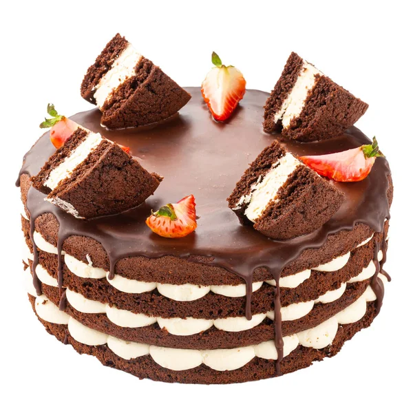 İzole edilmiş, çikolatalı, beyaz pasta. — Stok fotoğraf