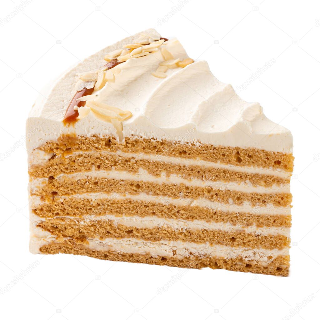 Isolated slice of cake with butter cream