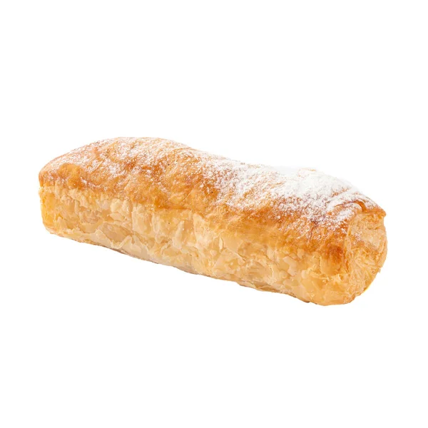Pasticceria sfoglia isolata zucchero panino sul bianco — Foto Stock