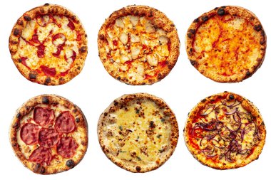 Birçok tecrit edilmiş pizza kolaj menüsü tasarımı