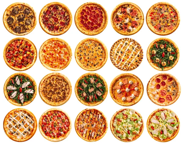 Aislado surtido de pizzas collage menú diseño — Foto de Stock