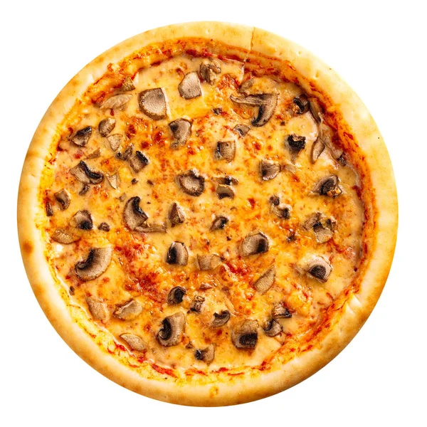 Pizza de cogumelos cozida no forno fresca isolada — Fotografia de Stock