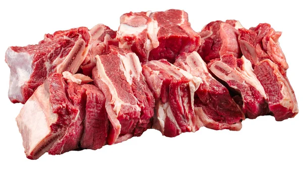 Isolated chopped fresh raw beef ribs meat part — Stock Photo, Image