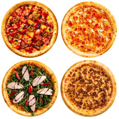 Pizzaların kolaj menüsünün ayrı bir tasarımı