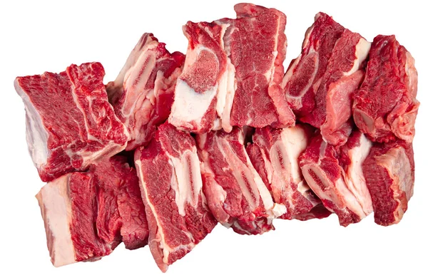 Isolated chopped fresh raw beef ribs meat part — Stock Photo, Image