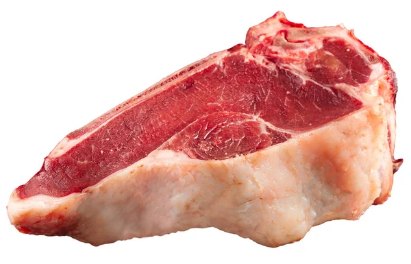 Os entrecote de bœuf cru isolé sur le blanc — Photo