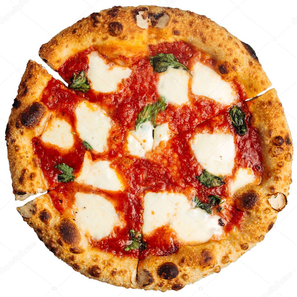 Isolated neapolitan pizza margherita mozzarella