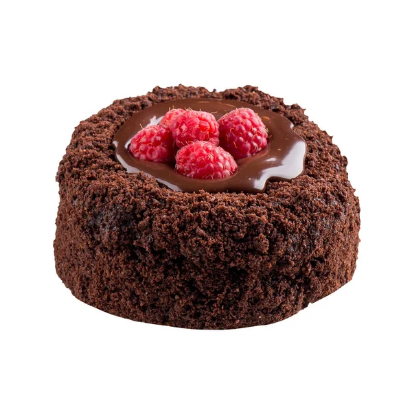 Izolált mini csokoládé fondant málna torta — Stock Fotó