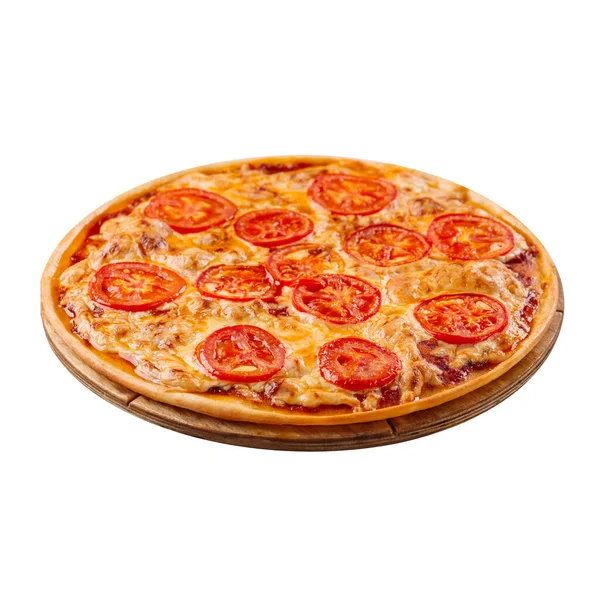 Pizza Margherita isolada com tomate e queijo — Fotografia de Stock