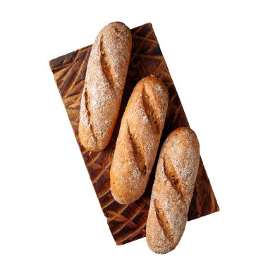 Tahtada üç somun beyaz ekmek izole ettim. 