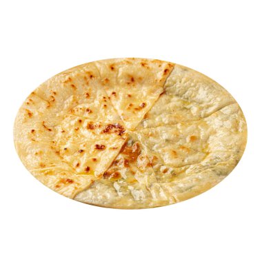 İzole edilmiş beyaz ekmek, peynirli khychin.