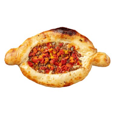 Biftek kıymalı yalıtılmış Adjarian Khachapuri.