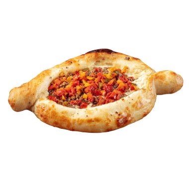Biftek kıymalı yalıtılmış Adjarian Khachapuri.